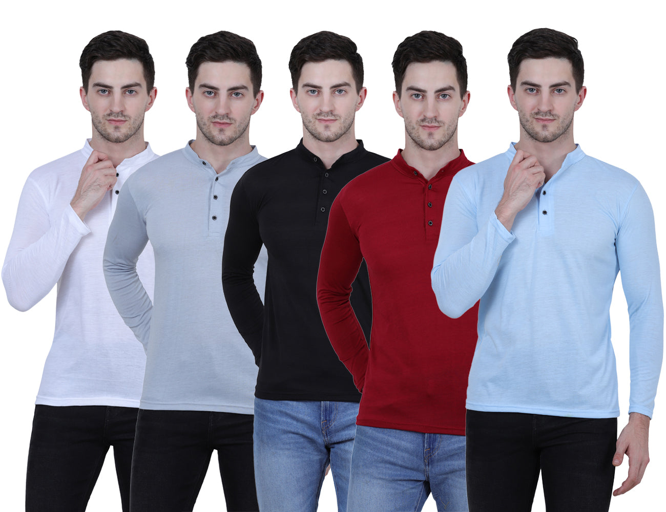 Cotton Blend Full Sleeves Trendy Tshirt For Men's (Pack of 5)