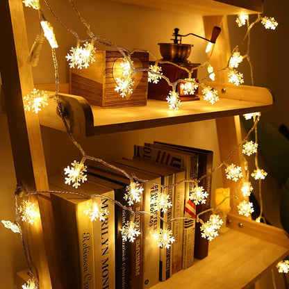 Snowflake Serial String Lights for Decoration (Warm White)