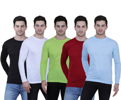 Cotton Full Sleeves Stylish Tshirt For Men's (Pack of 5)