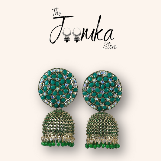 Bridal Joomka- Silver ( Green Colour )