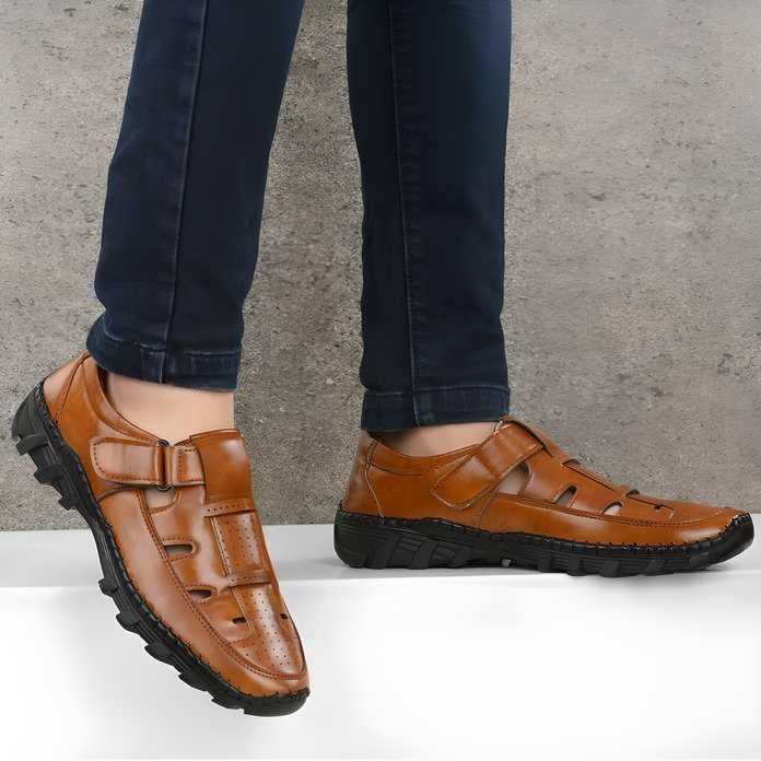 Tan Roman Sandals For Men